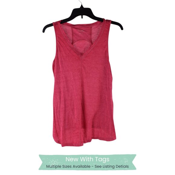 Calvin Klein Performance Sleeveless V-Neck Flow Tank – Pink Heather - Picture 1 of 4